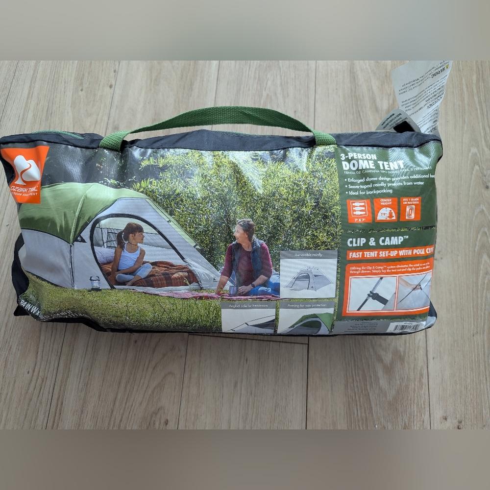 3-Person Dome Tent with Green Accents